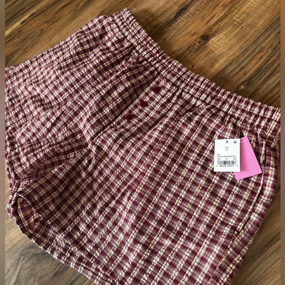 Target Plaid Burgundy and White Boxer Shorts